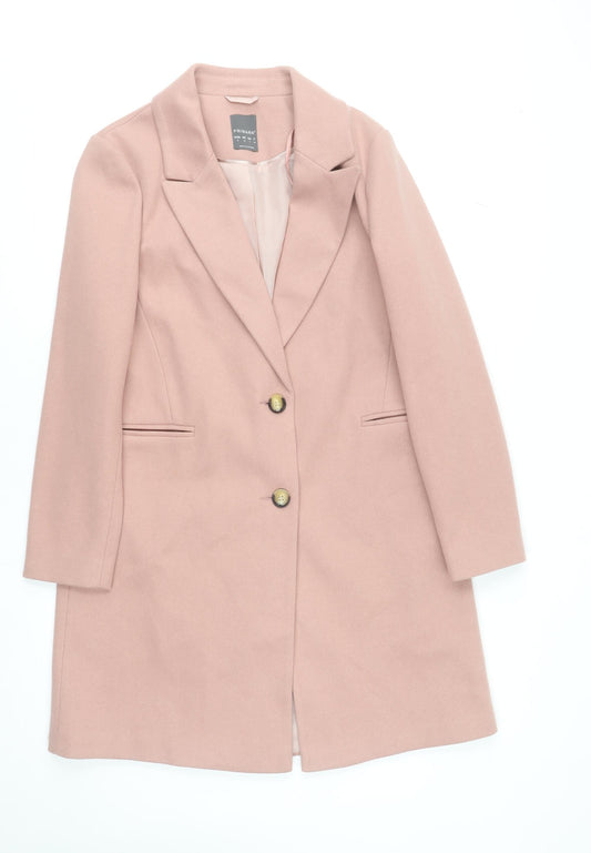 Primark Women's Pink Mid-Length Overcoat Size 12