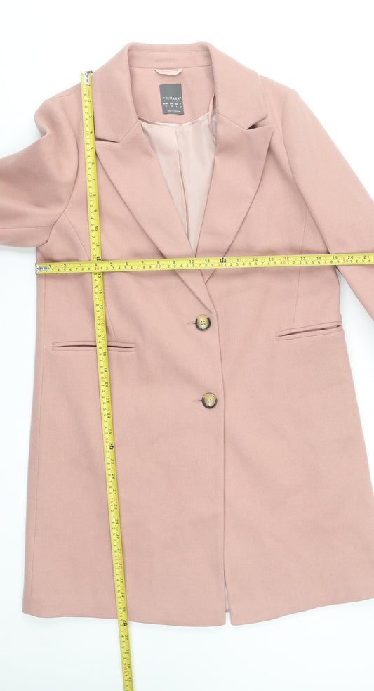 Primark Women's Pink Mid-Length Overcoat Size 12