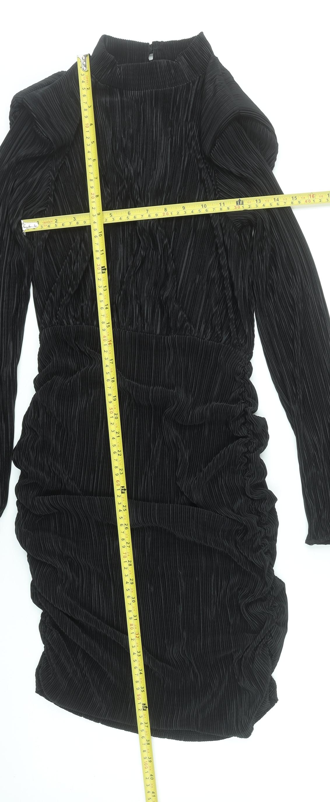 Boohoo Women’s Black Long Sleeve Bodycon Mini Dress Size 12