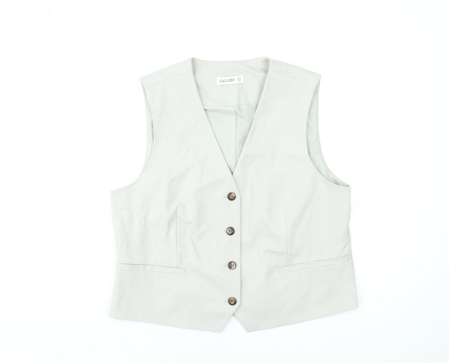 Womens UK Size 14 Gallery Beige Classic Button-Up