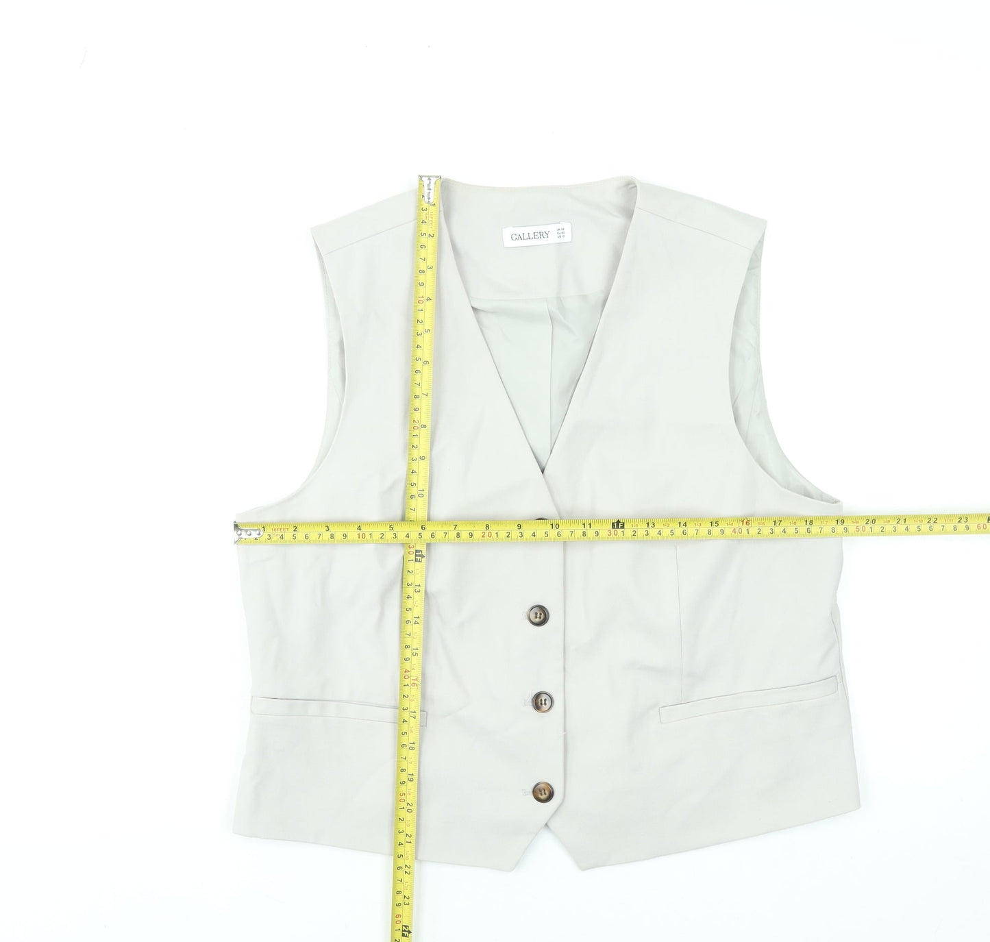 Womens UK Size 14 Gallery Beige Classic Button-Up