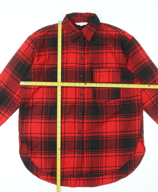 Womens UK Size XS H&M Red Basic Button-Up