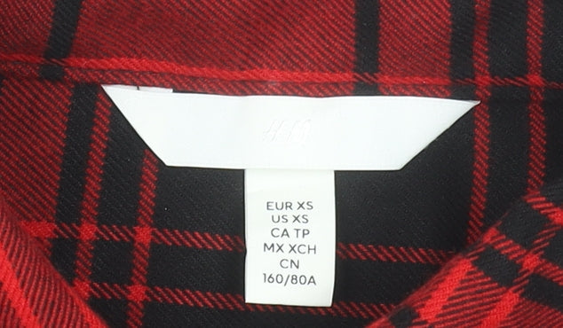 Womens UK Size XS H&M Red Basic Button-Up
