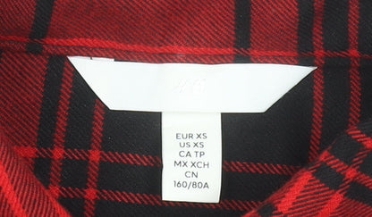 Womens UK Size XS H&M Red Basic Button-Up
