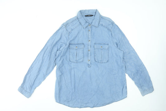 Womens UK Size L Dunnes Stores Blue Basic Button-Up
