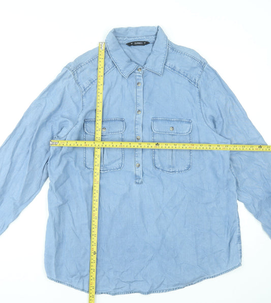 Womens UK Size L Dunnes Stores Blue Basic Button-Up
