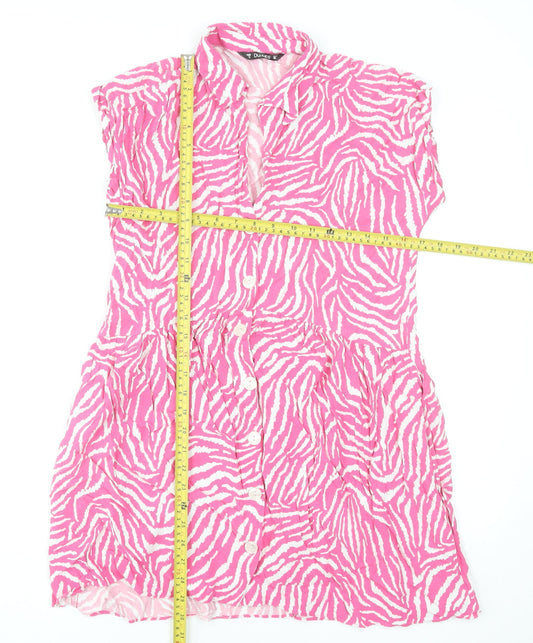 Dunnes Stores Women’s Pink Animal Print Shirt Dress Size 10