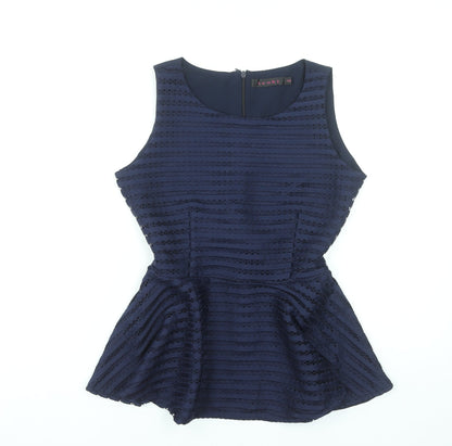 Womens UK Size S Tenki Blue Peplum Blouse