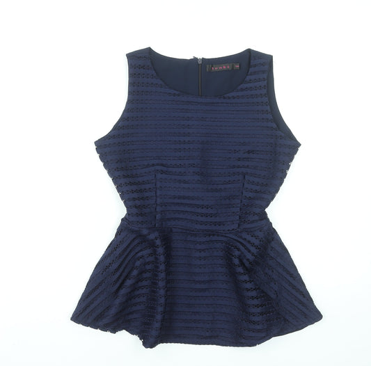 Womens UK Size S Tenki Blue Peplum Blouse