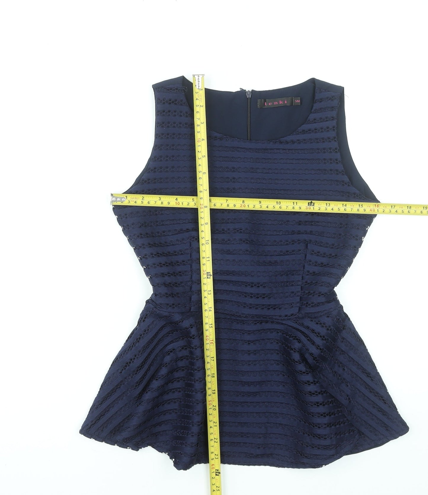 Womens UK Size S Tenki Blue Peplum Blouse