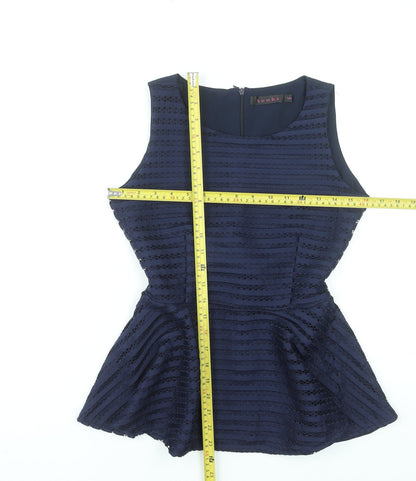 Womens UK Size S Tenki Blue Peplum Blouse