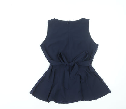 Womens UK Size S Tenki Blue Peplum Blouse