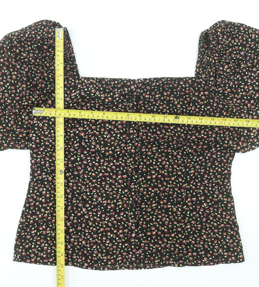 Womens UK Size S Brave Soul Black Cropped Blouse