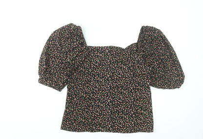 Womens UK Size S Brave Soul Black Cropped Blouse