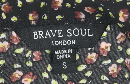 Womens UK Size S Brave Soul Black Cropped Blouse
