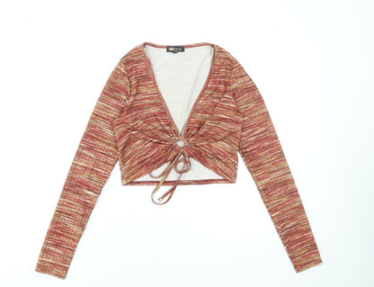 Womens UK Size S Pink Vanilla Multicoloured Cropped Blouse