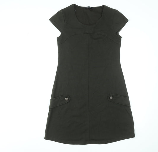 Dorothy Perkins Women’s Green Shift Dress Size 10 Short Sleeve Knit Workwear