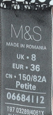 Womens UK Size 8 Marks and Spencer Black Tunic Blouse
