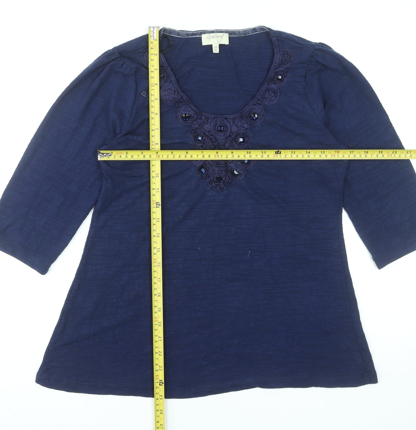 Womens UK Size 14 Gallery Blue Tunic Blouse