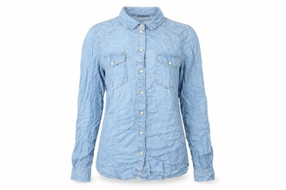 Womens UK Size S VERO MODA Blue Basic Button-Up