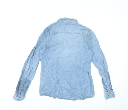 Womens UK Size S VERO MODA Blue Basic Button-Up