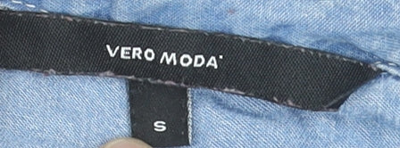 Womens UK Size S VERO MODA Blue Basic Button-Up
