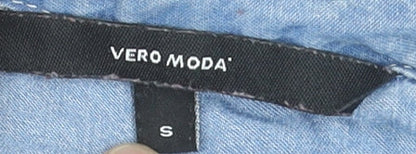 Womens UK Size S VERO MODA Blue Basic Button-Up
