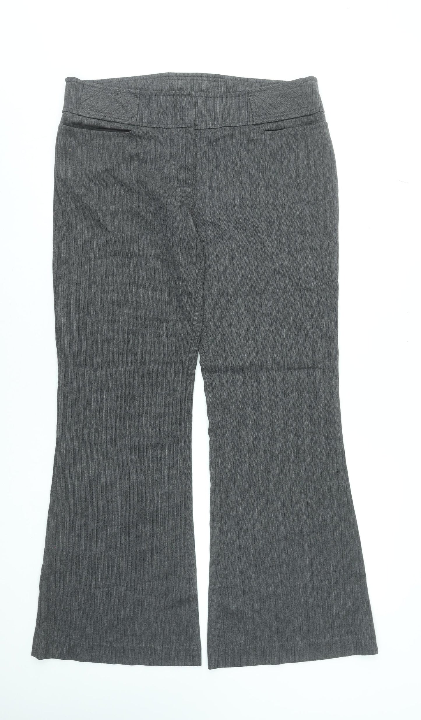 New Look Women Grey Pinstripe Flared Dress Trousers Size 14