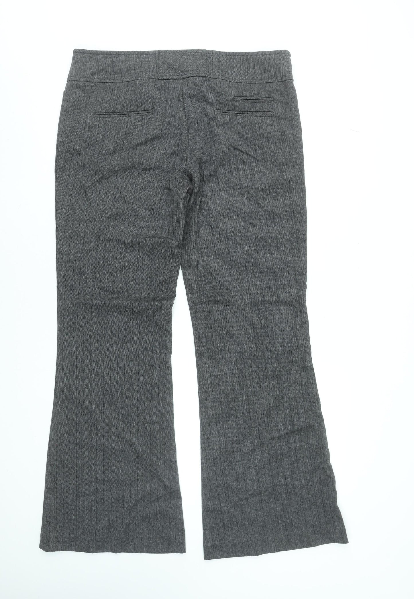 New Look Women Grey Pinstripe Flared Dress Trousers Size 14