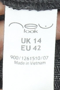 New Look Women Grey Pinstripe Flared Dress Trousers Size 14