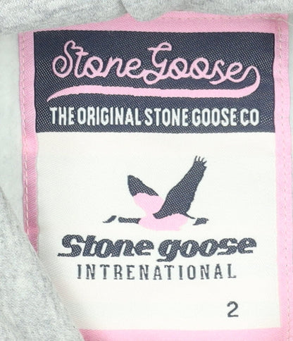 Womens UK Size 2 Stone Goose Grey Pullover Hoodie
