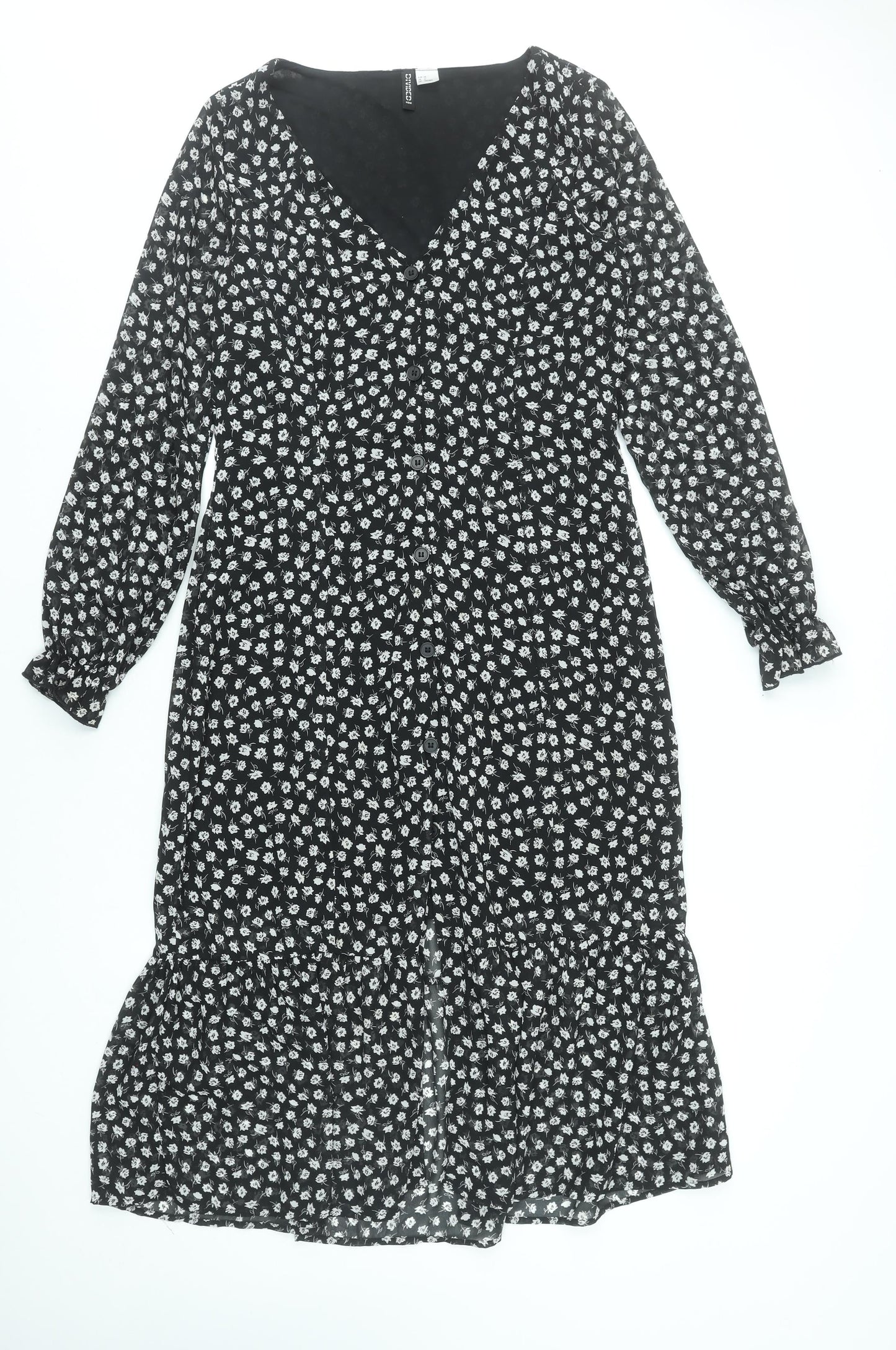 Womens UK Size 10 H&M Button Front A-Line Dress