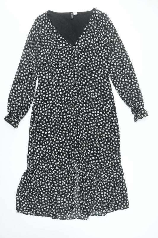Womens UK Size 10 H&M Button Front A-Line Dress