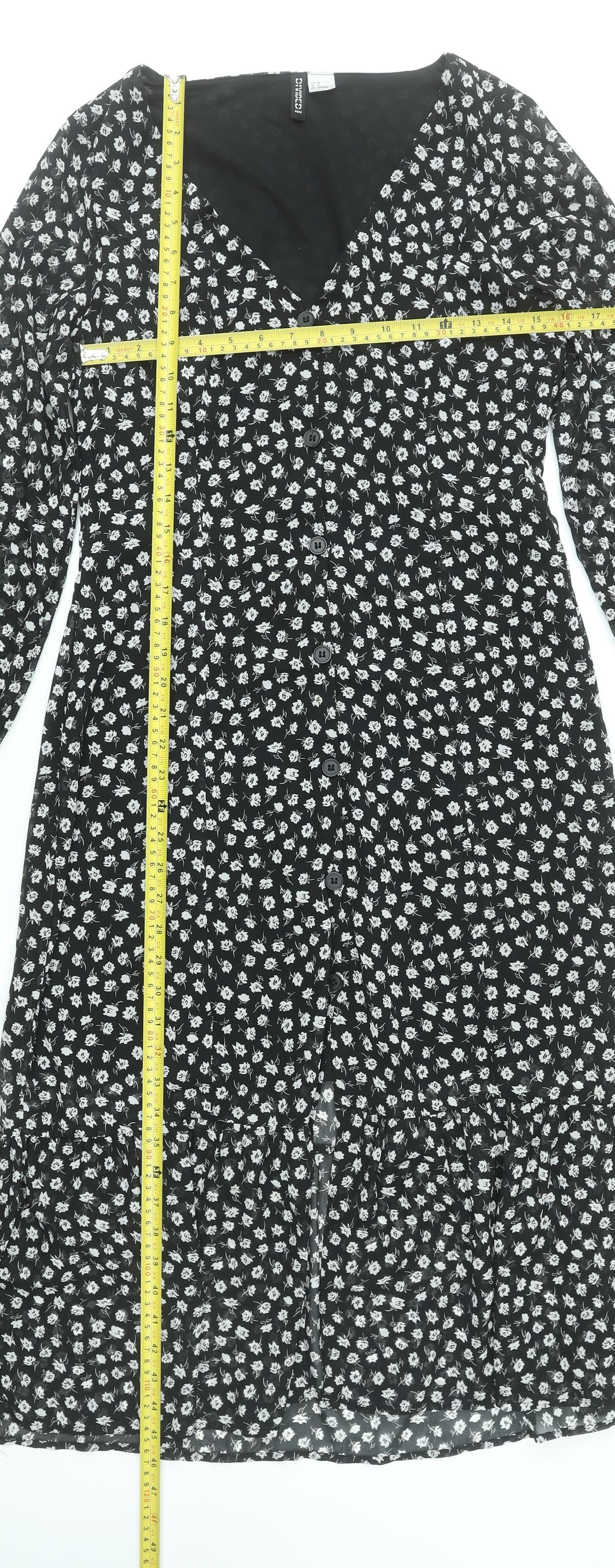 Womens UK Size 10 H&M Button Front A-Line Dress