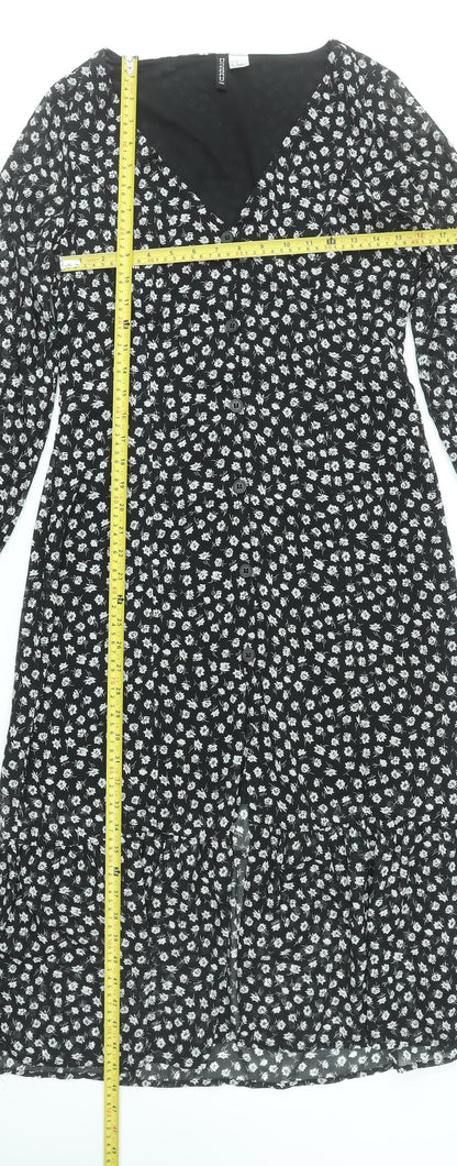Womens UK Size 10 H&M Button Front A-Line Dress