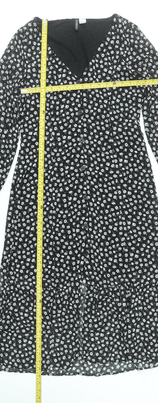 Womens UK Size 10 H&M Button Front A-Line Dress