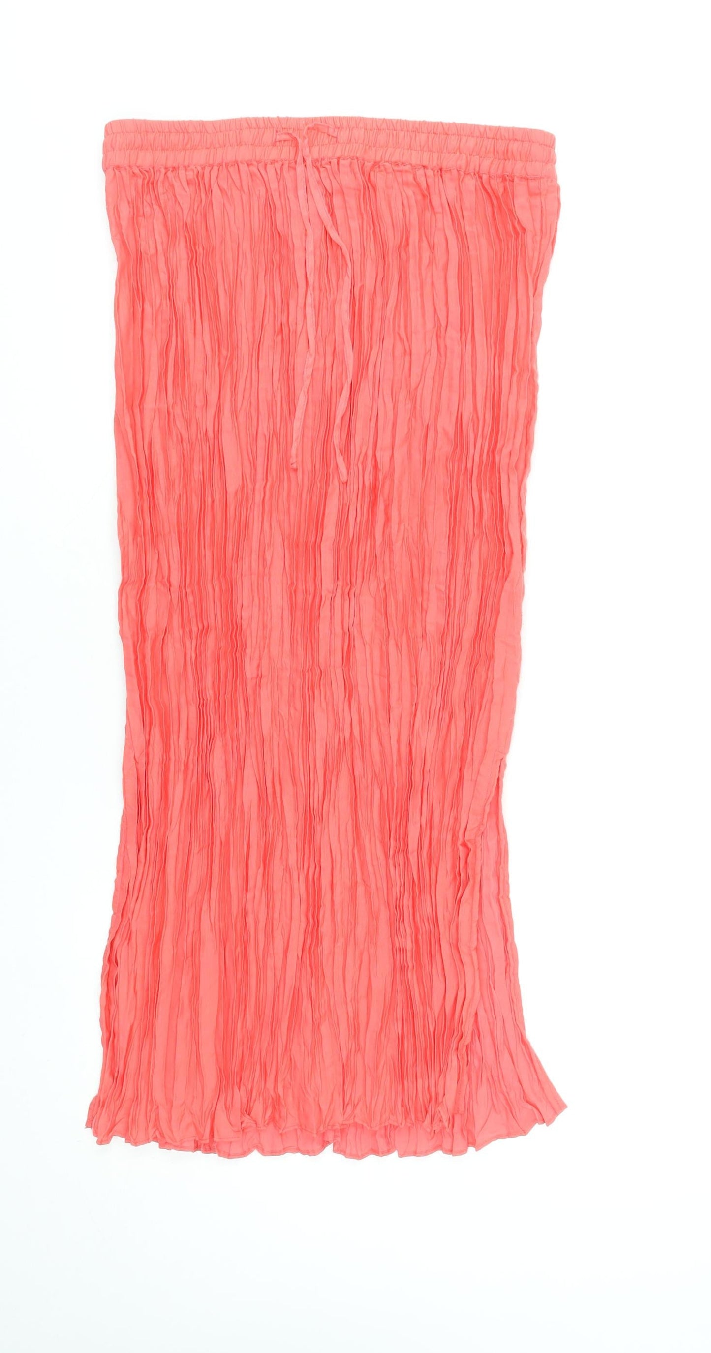 Hush Womens Pink Pleated Midi Skirt Size 14 Elastic Waist