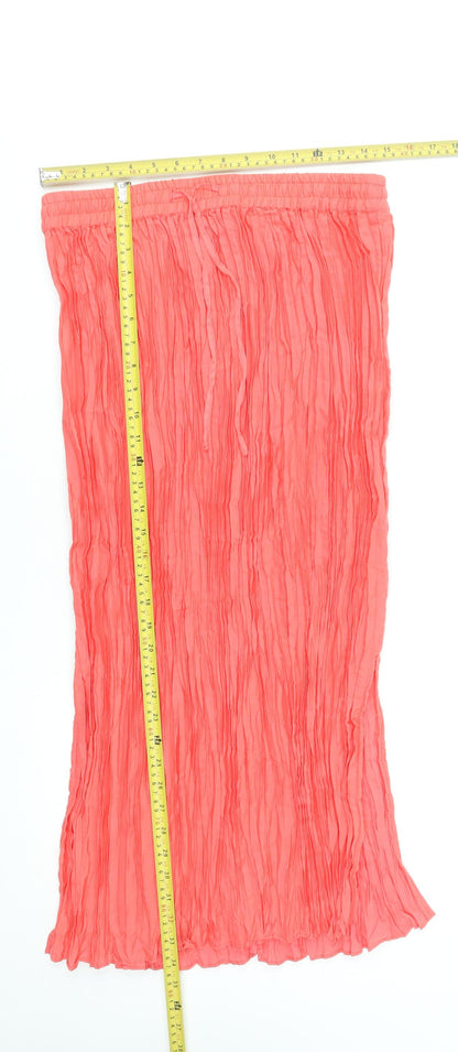 Hush Womens Pink Pleated Midi Skirt Size 14 Elastic Waist