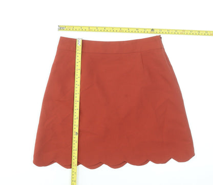 ASOS Women’s Orange A-Line Short Skirt Size 8 Lined Scallop Hem