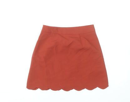 ASOS Women’s Orange A-Line Short Skirt Size 8 Lined Scallop Hem