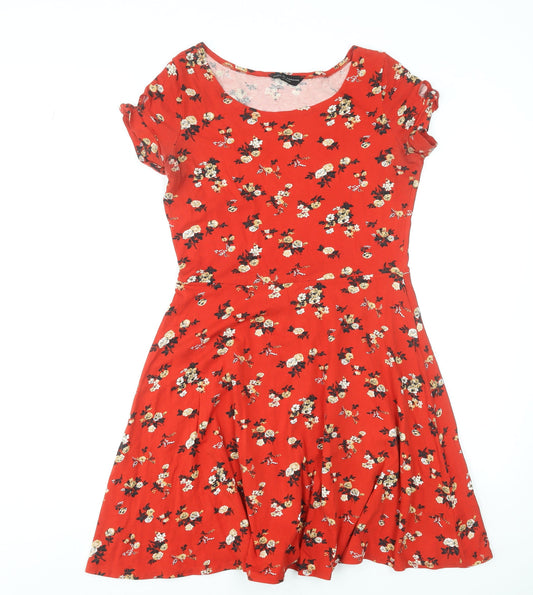 Dorothy Perkins Women’s Red Floral Skater Dress Size 10
