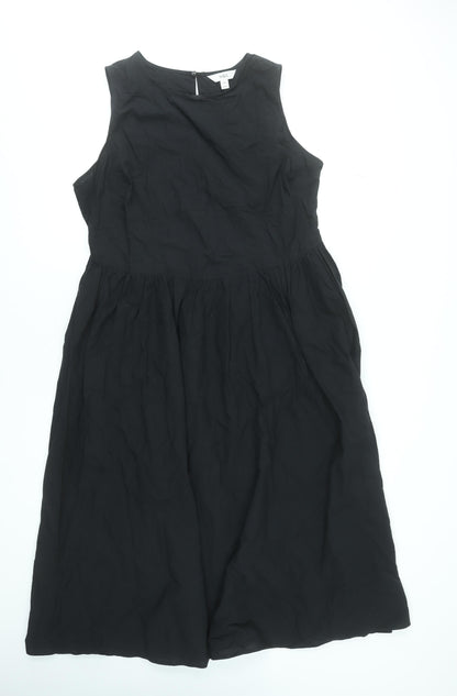 Marks and Spencer Petite Black A-Line Cotton Sleeveless Dress UK 16