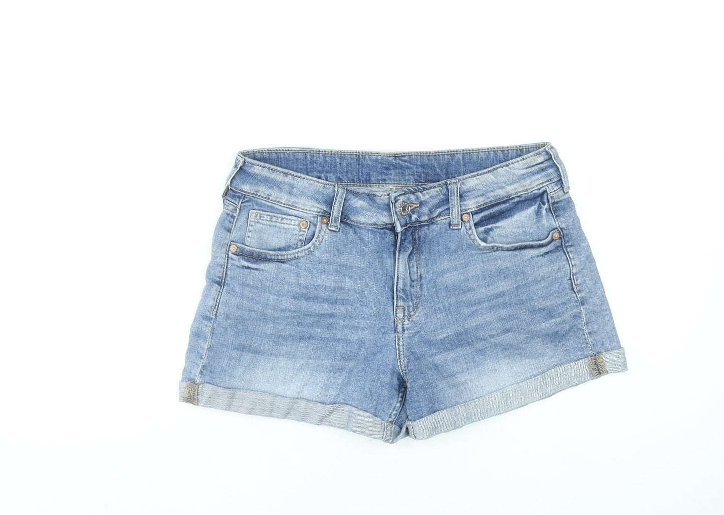 H&M Women Blue Size 10 Relaxed Denim Shorts Cotton Stretch