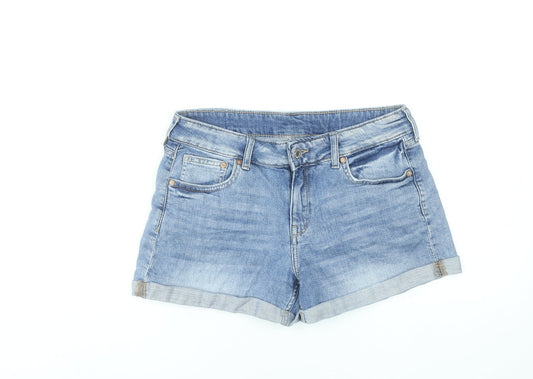 H&M Women Blue Size 10 Relaxed Denim Shorts Cotton Stretch