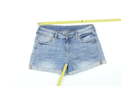 H&M Women Blue Size 10 Relaxed Denim Shorts Cotton Stretch