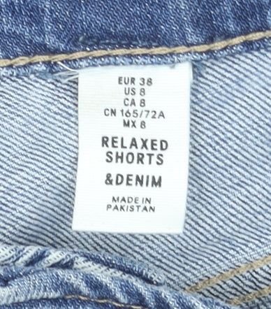 H&M Women Blue Size 10 Relaxed Denim Shorts Cotton Stretch