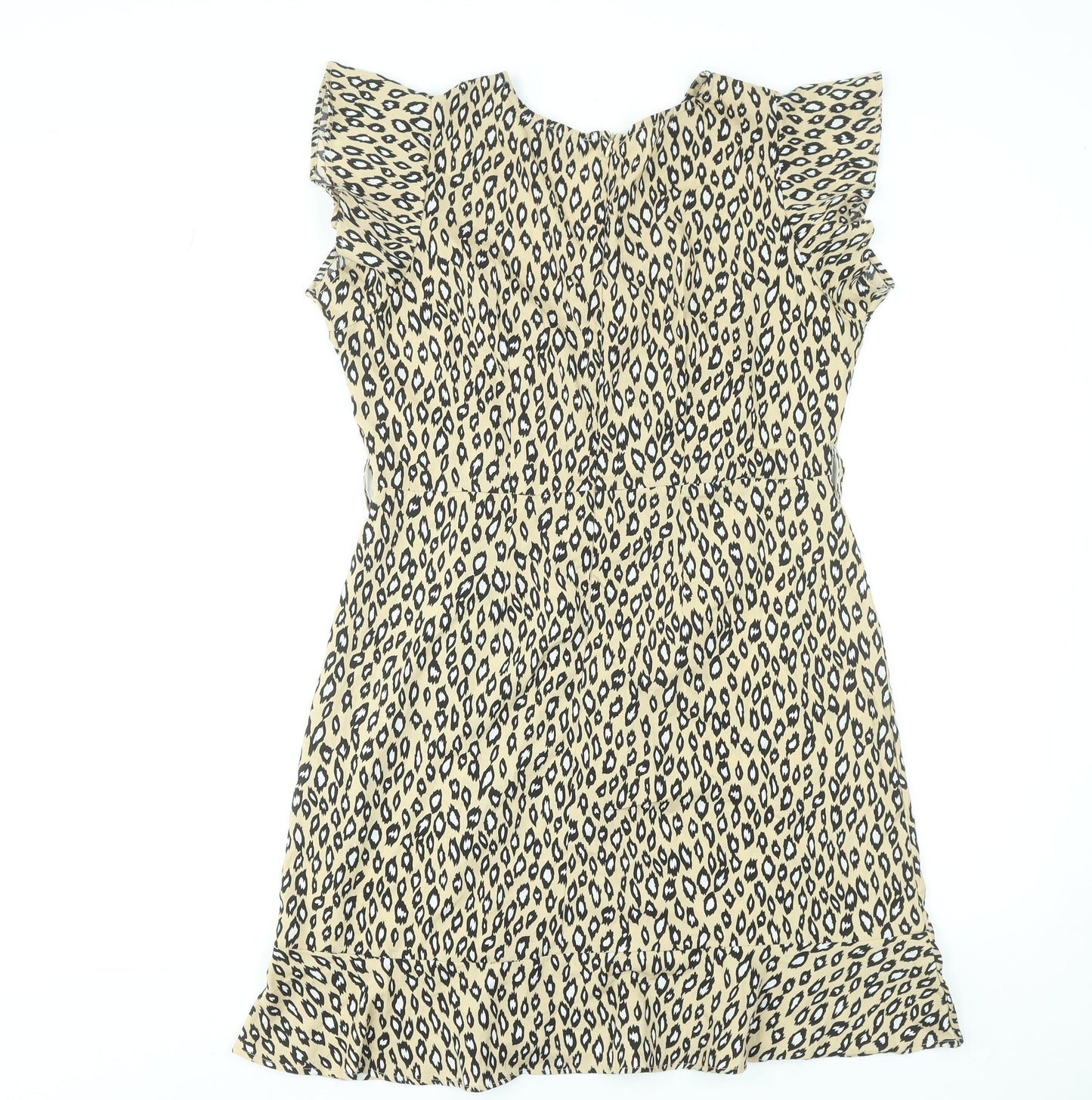 AX Paris Womens Beige Animal Print Wrap Short Dress Size 12