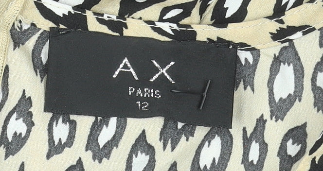 AX Paris Womens Beige Animal Print Wrap Short Dress Size 12