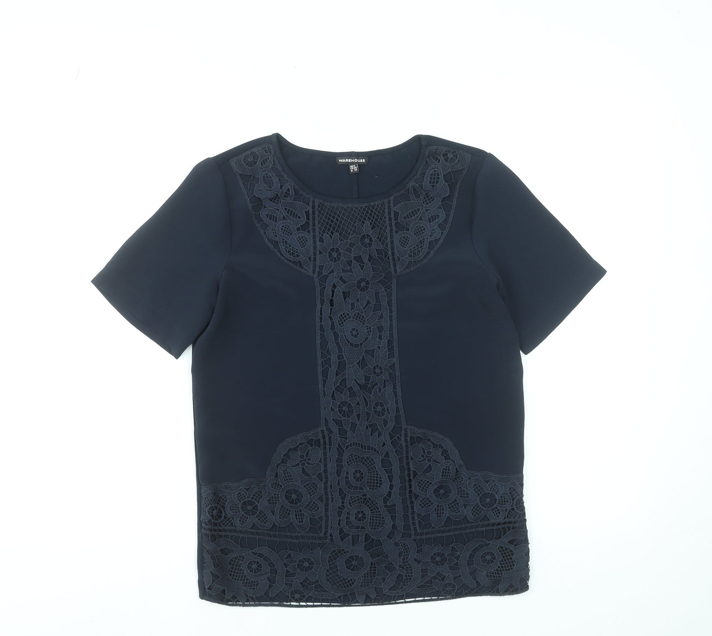 Womens UK Size 8 Warehouse Blue Tunic Blouse
