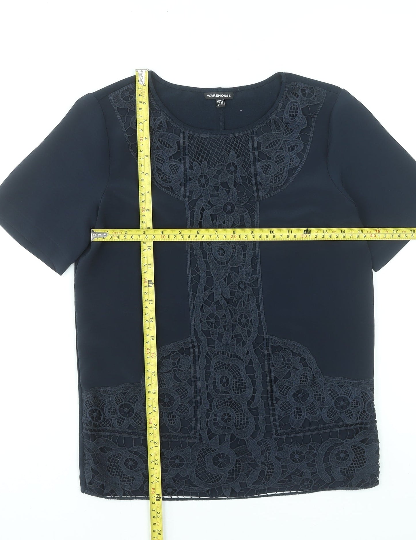 Womens UK Size 8 Warehouse Blue Tunic Blouse